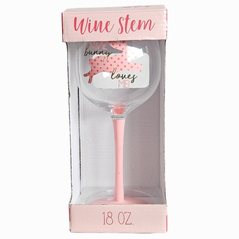 Pink Bunny Wine Glass
